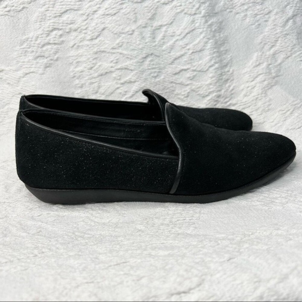 The Flexx Flats Black Suede Leather Glitter Loafer Women's Size 6.5 - Picture 2 of 9